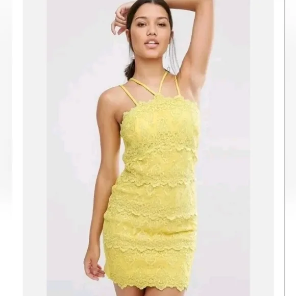 River Island | Dresses | River Island Strappy Lace Bodycom Yellow Dress  Size | Poshmark
